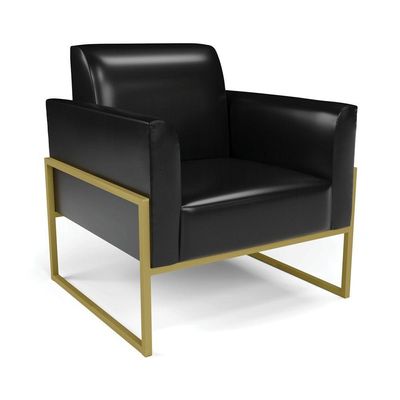 Sofá Namoradeira Com Poltrona Base Industrial Alta Dourado Marisa Corano D03 - D\'rossi Cor Preto