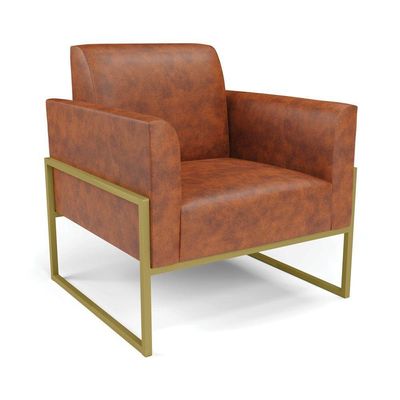 Sofá Namoradeira Com Poltrona Base Industrial Alta Dourado Marisa Corano D03 - D\'rossi Cor Nozes