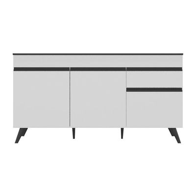 Balcão Cozinha Gabinete Pia 150cm 3 Portas 1 Gaveta Veneza Multimóveis V2072 Branco/preto