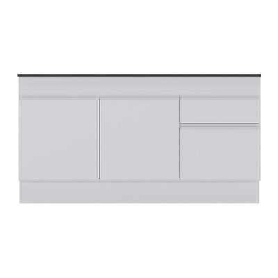 Balcão Cozinha Gabinete Pia 150cm Com Rodapé 3 Portas 1 Gaveta Veneza Multimóveis V2115 Branco