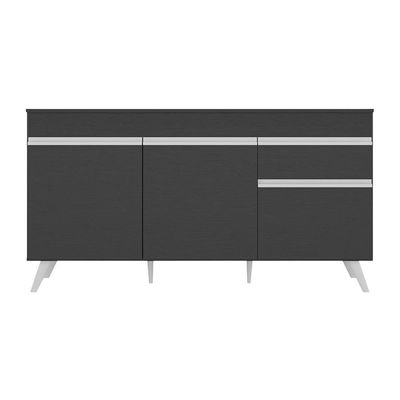 Balcão Cozinha Gabinete Pia 150cm 3 Portas 1 Gaveta Veneza Multimóveis V2072 Preto/branco