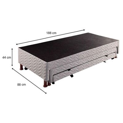 Cama Box Base C-2 Auxiliares Solteiro Universal Rústico Bordado White (88x188x32) - Paropas