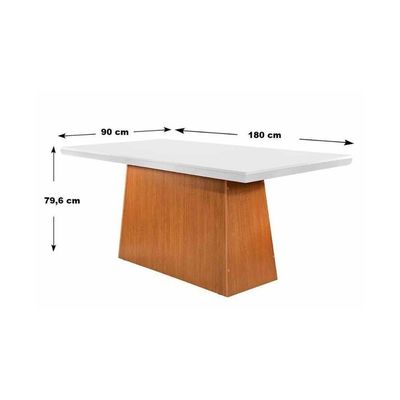 Kit Mesa Luna Tampo Vidro 180cm Canto Reto + 6 Cadeiras Imbuia-turim