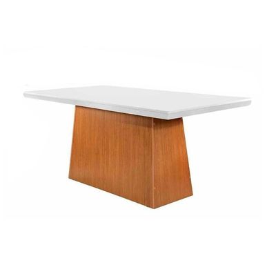 Kit Mesa Luna Tampo Vidro 180cm Canto Reto + 6 Cadeiras Imbuia-turim