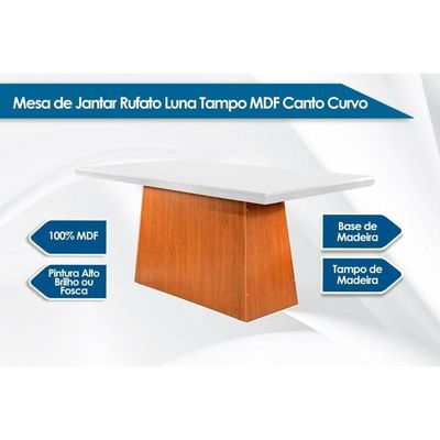 Kit Mesa Luna Tampo Vidro 180cm Canto Reto + 6 Cadeiras Lunara Imbuia Chocolate