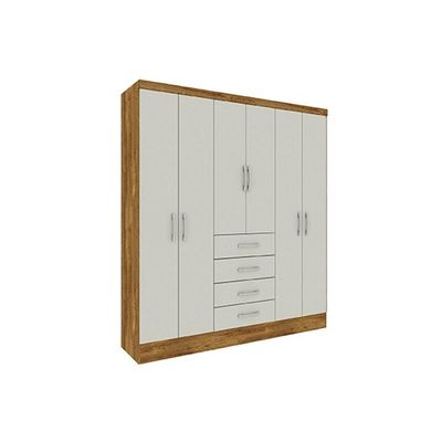 Guarda Roupa 6 Portas Arizona C- E 4 Gavetas Cinamomo-off White - Tcil Móveis