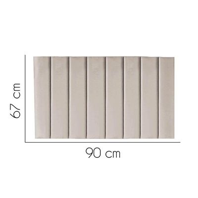 Painel Estofada Carla 90cm Solteiro Para Cama Box Quarto Suede Bege