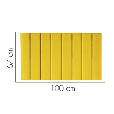Painel Estofada Carla 100cm Solteiro Para Cama Box Quarto Suede Amarelo