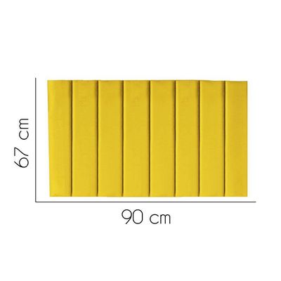 Painel Estofada Carla 90cm Solteiro Para Cama Box Quarto Suede Amarelo