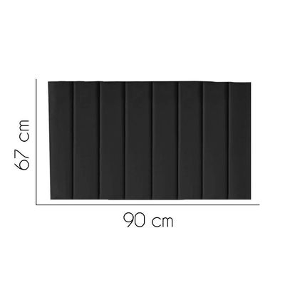 Painel Estofada Carla 90cm Solteiro Para Cama Box Quarto Corino Preto