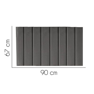 Painel Estofada Carla 90cm Solteiro Para Cama Box Quarto Suede Cinza Escuro Grafite