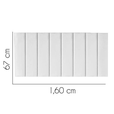 Painel Estofada Carla 160cm Queen Size Para Cama Box Quarto Suede Branco