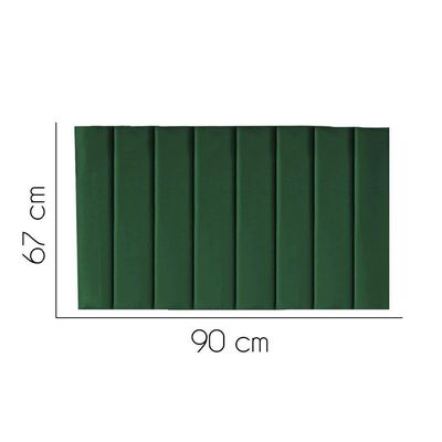 Painel Estofada Carla 90cm Solteiro Para Cama Box Quarto Suede Verde