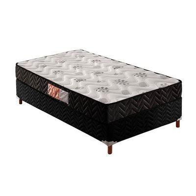 Cama Box Solteiro: Colchão Espuma Paropas D33 Pasquale + Base Crc Suede Black(88X188)