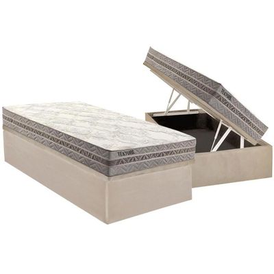 Cama Box Baú King: Colchão Molas Paropas Masterpocket Ensacadas Texture + Base Clean(193X203)