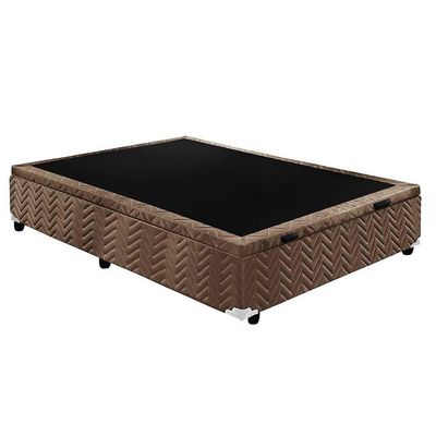Cama Box Baú Queen: Colchão Espuma D33 Paropas / Ep Confort Ultra Firme + Base Brown(158X198)