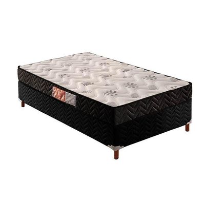 Cama Box Solteiro: Colchão Espuma D45 Paropas Pasquale Black + Base Crc Suede Black(88X188)