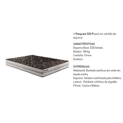 Cama Box Baú Queen: Colchão Espuma Paropas D33 Pasquale Plus Euro Pillow + Base Grey(158X198)