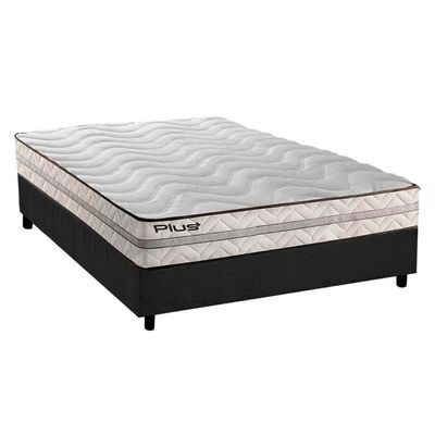 Cama Box Casal: Colchão Espuma D33 Paropas Pasquale Plus + Base Crc Suede Gray(138X188)