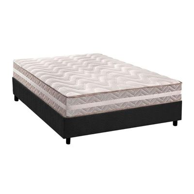 Cama Box Casal: Colchão Anatômico Paropas D33/Ag65 Confort + Base Crc Suede Gray(138X188)