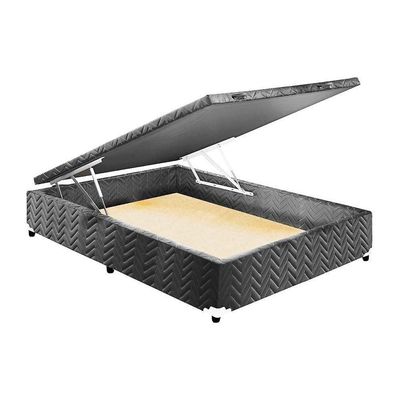 Cama Box Baú Queen: Colchão Espuma Paropas D45 Pasquale + Base Crc Suede Gray(158X198)