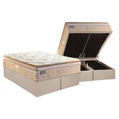 Cama Box Baú King: Colchão Molas Ensacadas Paropas Masterpocket Eco Bamboo + Base Clean(193X203)
