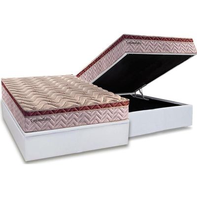Cama Box Baú Casal: Colchão Molas Paropas Esplêndido BordôBase Courano White(138x188)