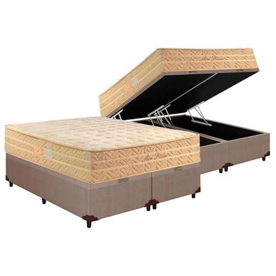 Cama Box Baú Queen: Colchão Molas Paropas Star DreamBase Courano Clean(158x198)