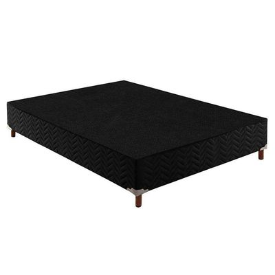 Cama Box Queen: Colchão Espuma Paropas D45/Ep Confort Mega Firme + Base Crc Suede Black(158X198)
