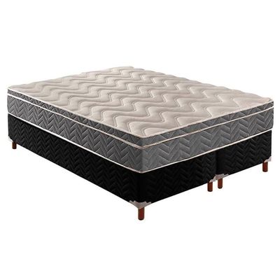 Cama Box Queen: Colchão Espuma Paropas D45/Ep Confort Mega Firme + Base Crc Suede Black(158X198)