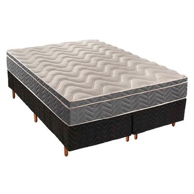 Cama Box Queen: Colchão Espuma Paropas D45/Ep Confort Mega Firme + Base Fantasy Black(158X198)