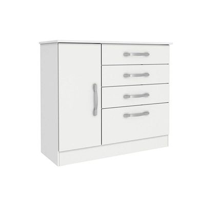 Cômoda Juvenil Chicago C- 1 Porta E 4 Gavetas Branco-neve - Tcil Móveis