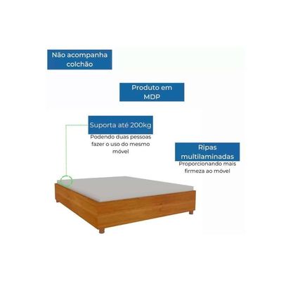 Cama De Casal Queen Mônaco Branco/neve - Tcil Móveis