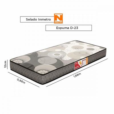 Colchão Solteiro De Espuma D23 Topázio 88x188x12cm Cinza Prorelax Cinza