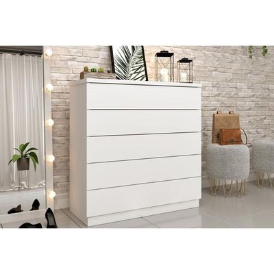 Cômoda Solteiro Premium C/ 5 Gavetas Neve - Tcil Móveis