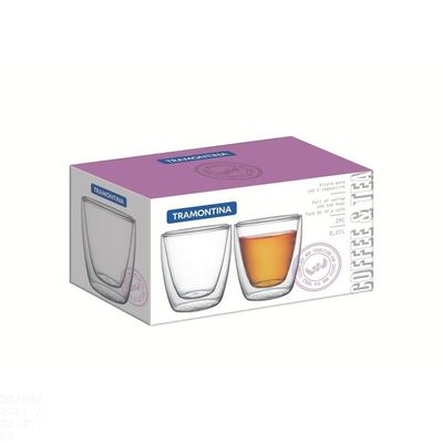Conjunto De Xícaras Para Chá E Café Tramontina Em Vidro Duplo Sem Alças 2 Peças Tramontina