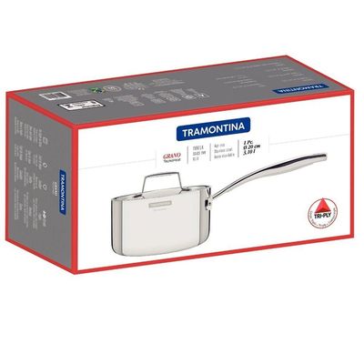 Panela Tramontina Grano Em Aço Inox Corpo Triplo Com Tampa E Cabo 20 Cm 3,1 L Tramontina