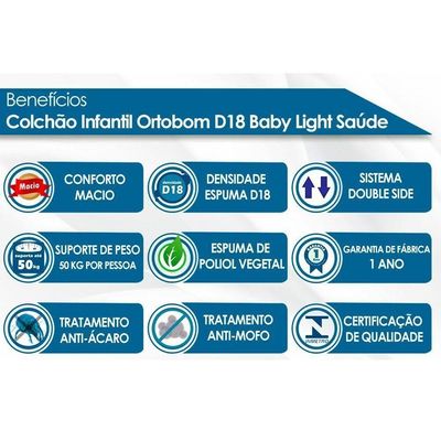 Colchão Infantil D18 Baby Light Saúde (70x130x12) - Ortobom