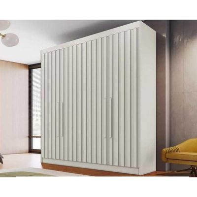 Guarda Roupa 4 Portas Ripadas E 3 Gavetas Potente Off White - Europa