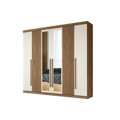 Guarda Roupa 6 Portas E 4 Gavetas C- Espelho Buriti Jatoba-areia - Santos Andirá