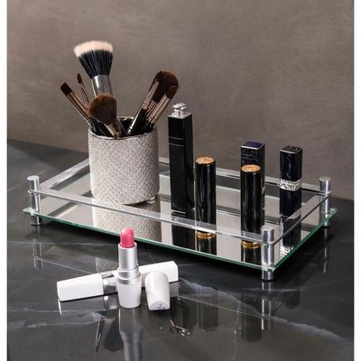 Bandeja Decorativa Espelhada Vidro 30x16 Cm Aparador Forma