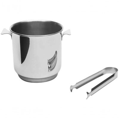 Balde De Gelo Bar Com Pinça Inox Festa Bebidas Drinks 650ml Bar Verão Baldinho Bebidas Gelar