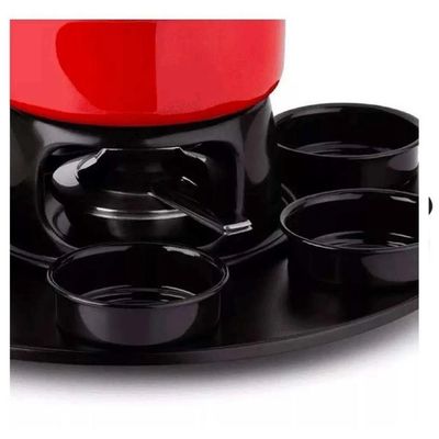 Aparelho De Fondue Lugano Carroussel 18 Peças Esmaltado 1,4 Litros Carne Queijo Chocolate Frutas