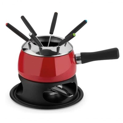 Aparelho De Fondue Esmaltado Cervinia 12 Peças Vermelha 1,4l