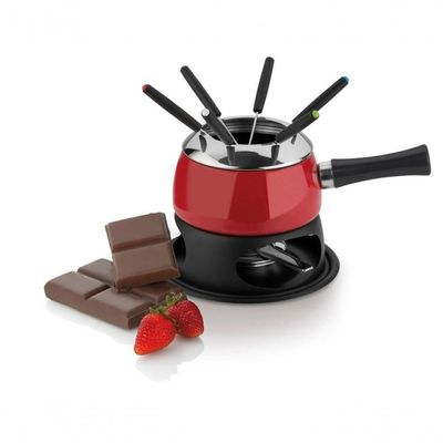 Aparelho De Fondue Esmaltado Cervinia 12 Peças Vermelha 1,4l