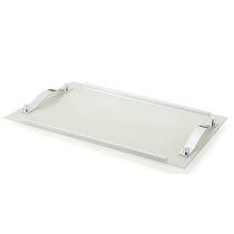 Bandeja Decorativa Vidro Branco 25x40 Cm Aparador Bar Bebida