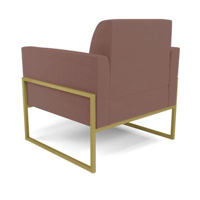 Kit 2 Poltronas Base Industrial Alta Dourado Marisa Veludo Rosê D03 - D\'rossi