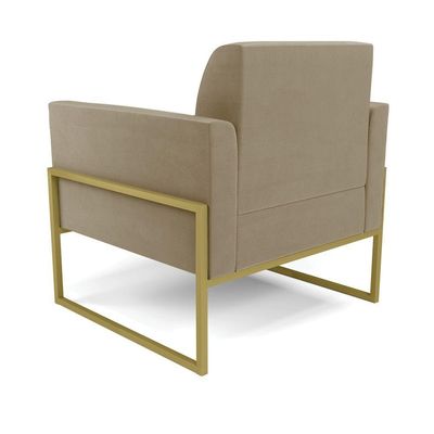 Kit 2 Poltronas Base Industrial Alta Dourado Marisa Suede Marrom Rato D03 - D\'rossi
