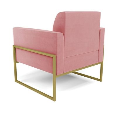 Kit 2 Poltronas Base Industrial Alta Dourado Marisa Suede D03 - D\'rossi Cor Rose