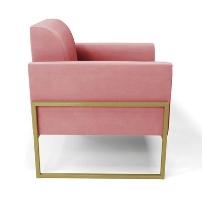 Kit 2 Poltronas Base Industrial Alta Dourado Marisa Suede D03 - D\'rossi Cor Rose